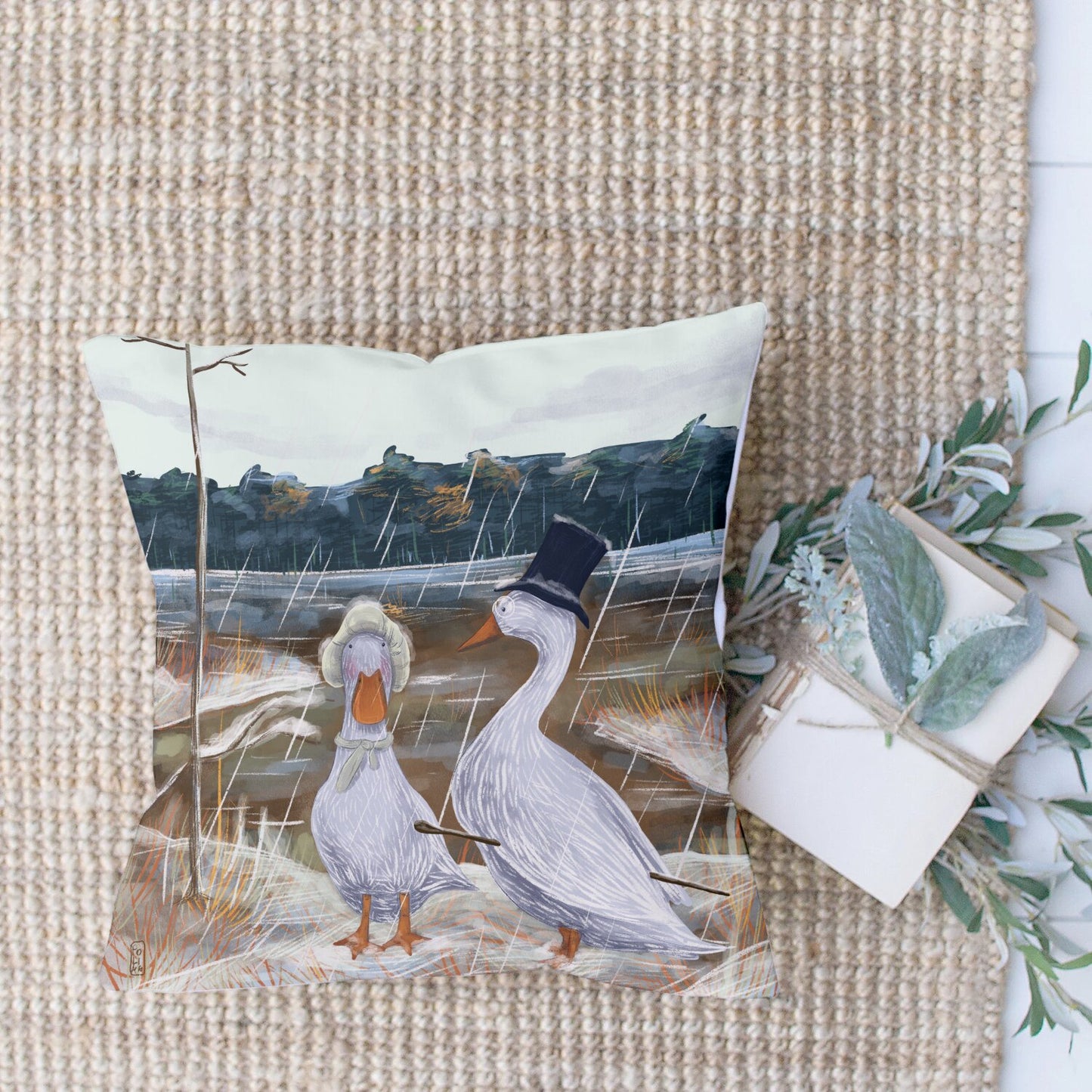 Coussin - Promenade des Oies romantiques