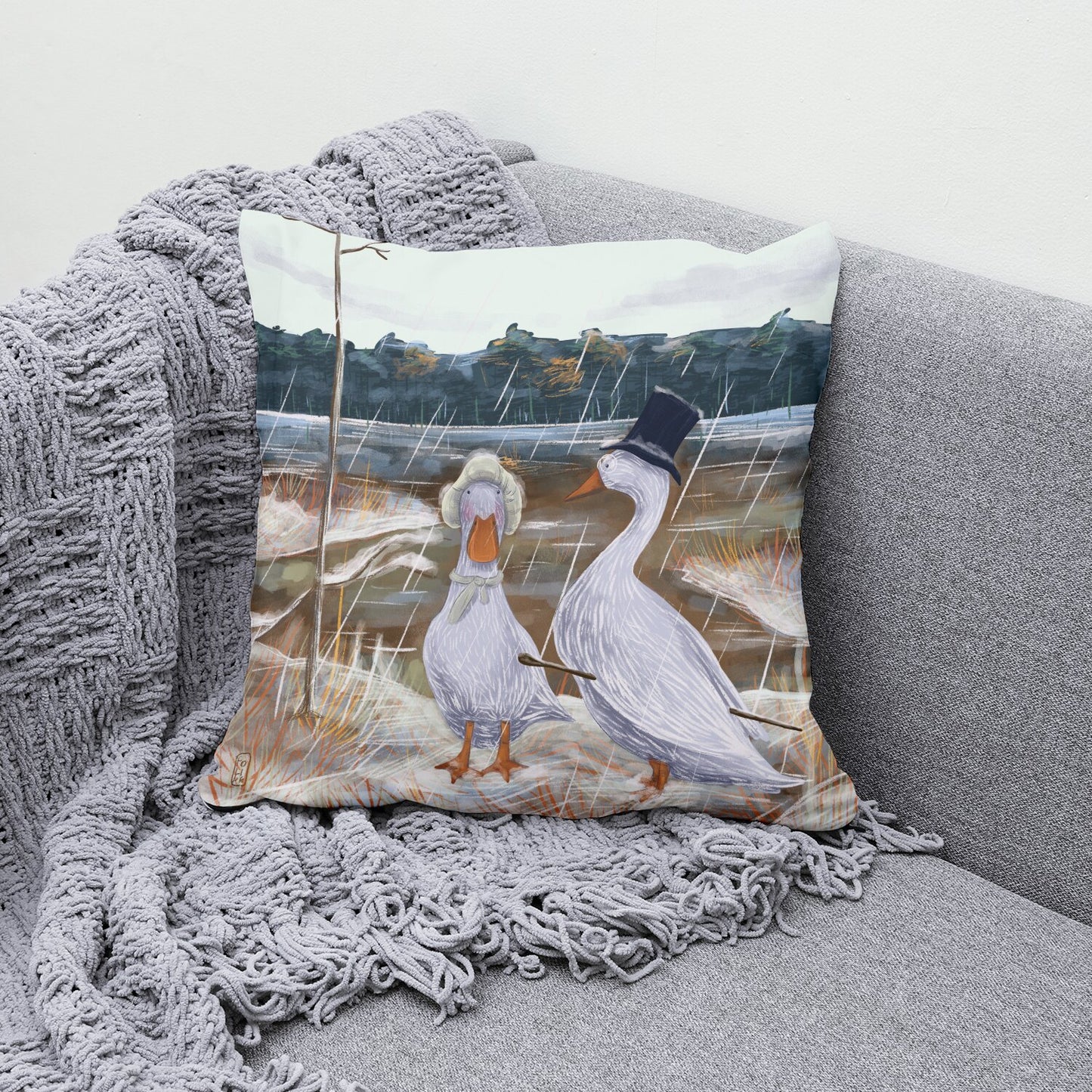 Coussin - Promenade des Oies romantiques