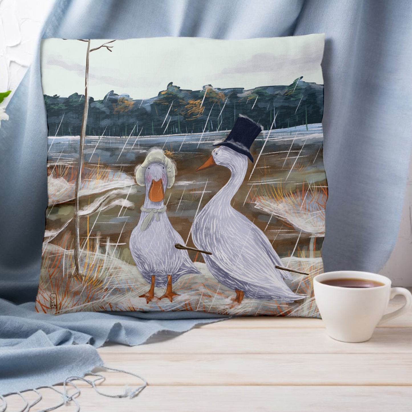 Coussin - Promenade des Oies romantiques