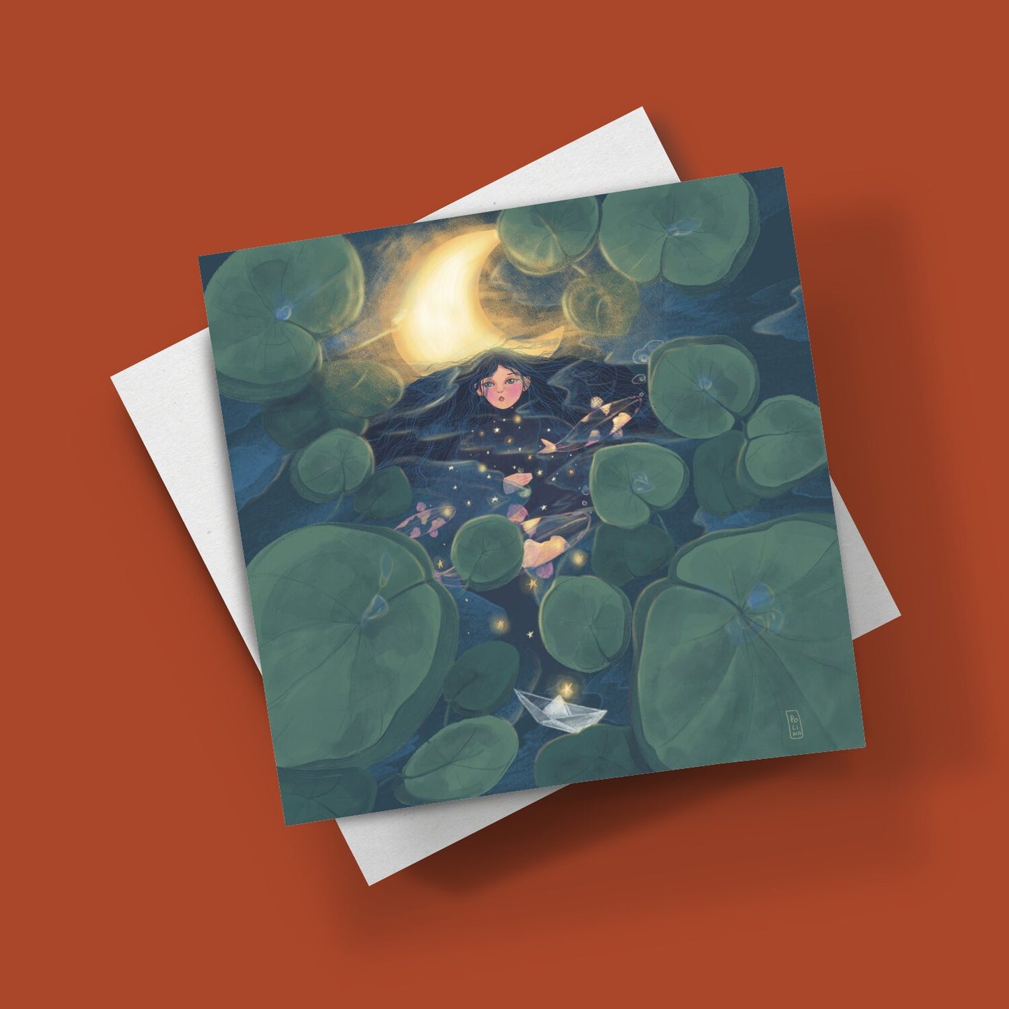 Carte postale - La lune dans les bras de la nuit