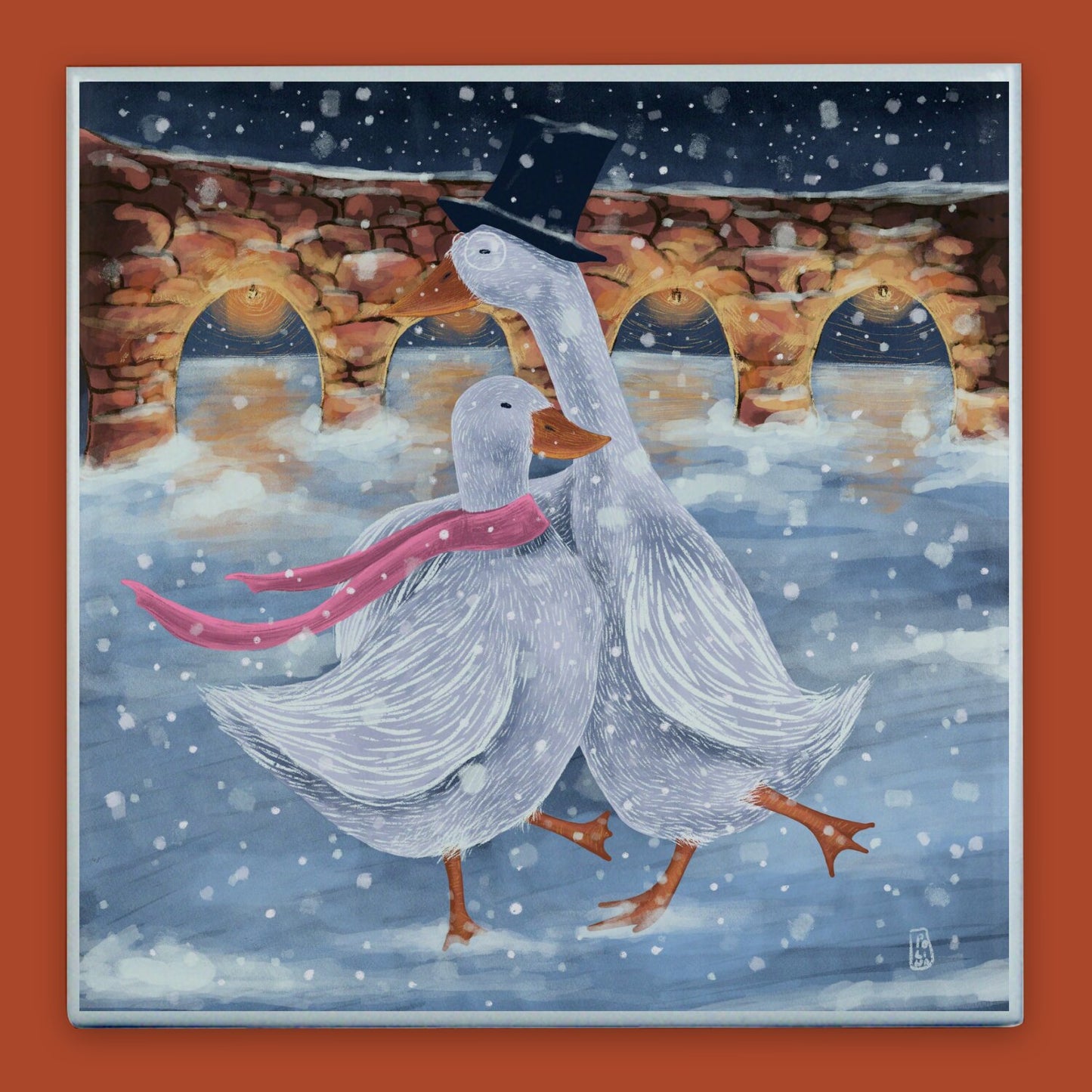 Ceramic Tiles - Romantics at the ice rink
