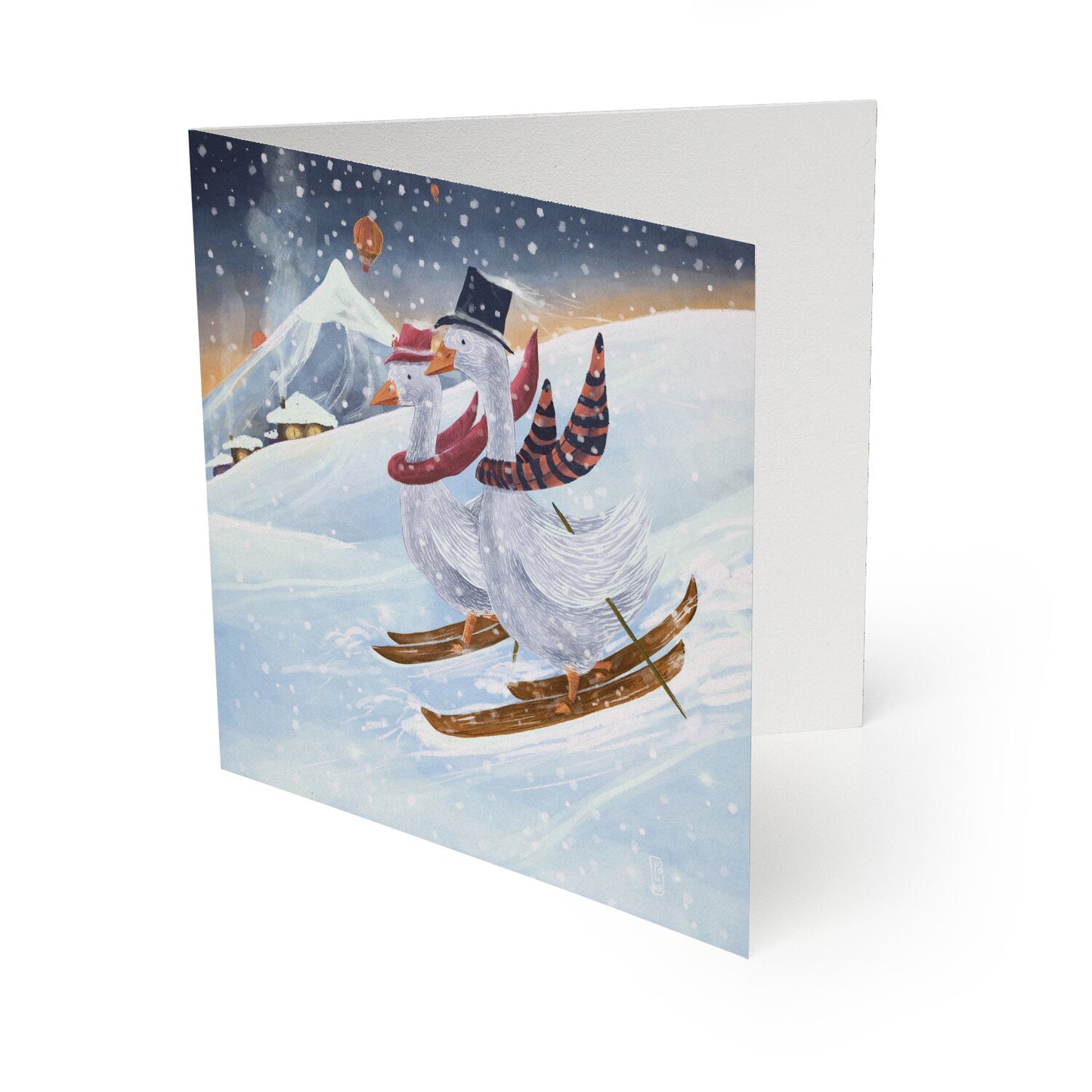 Postcard - Skiing in the Mountains