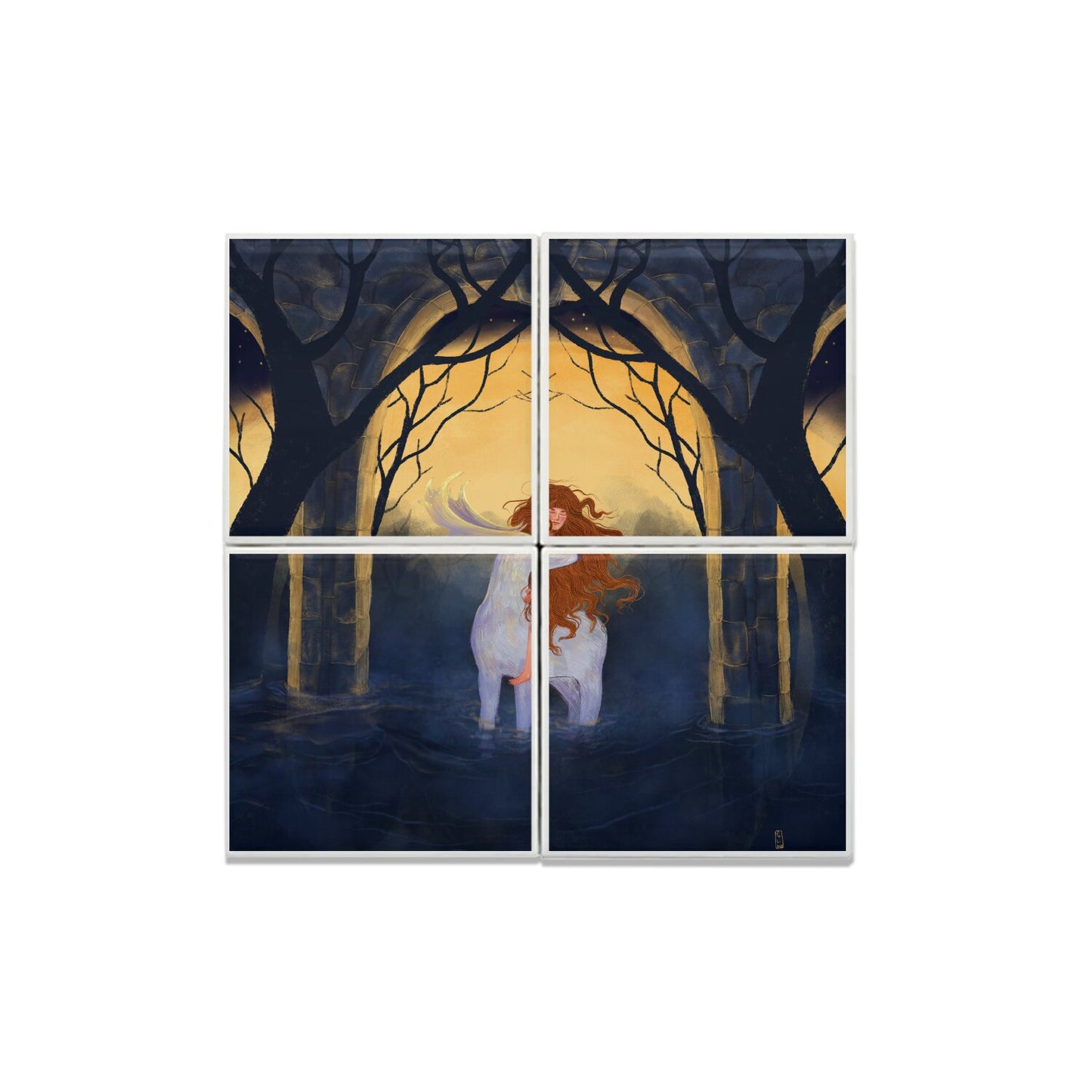 Ceramic Tiles - Dawn, Two Lovers, Night and Day