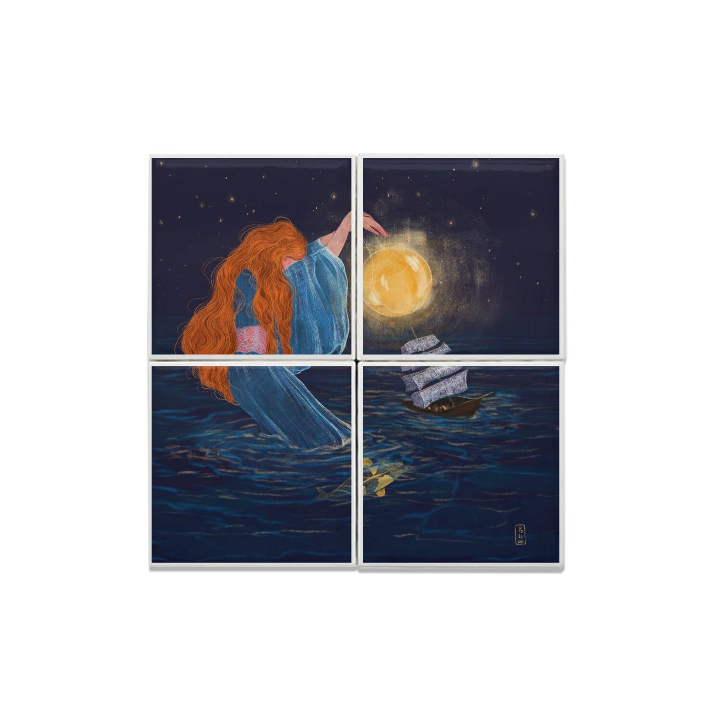 Ceramic Tiles - Dawn, Two Lovers, Night and Day