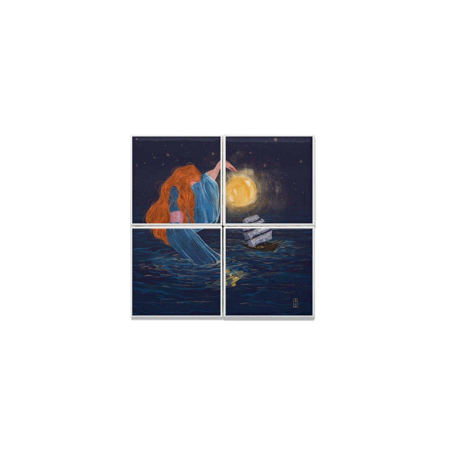 Ceramic Tiles - Dawn, Two Lovers, Night and Day