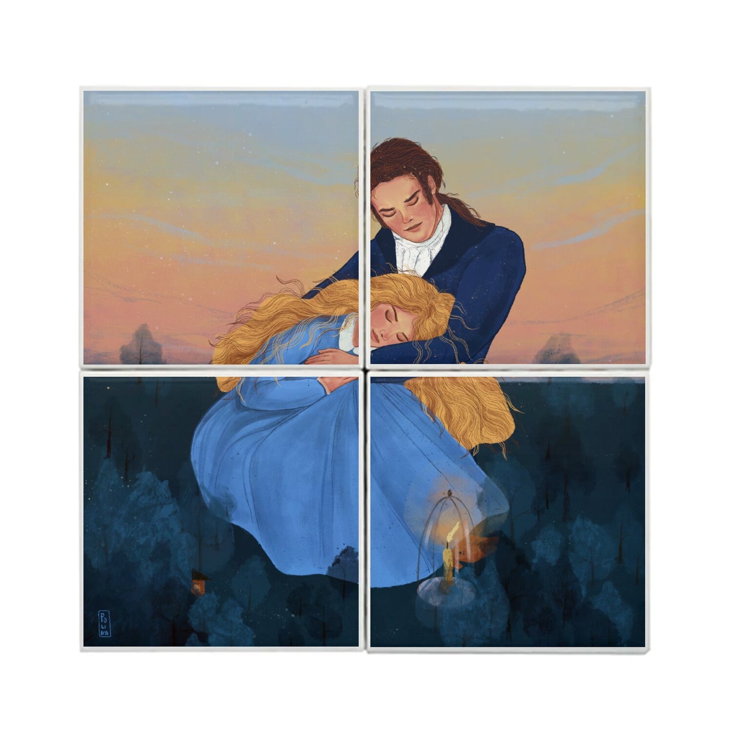 Ceramic Tiles - Dawn, Two Lovers, Night and Day