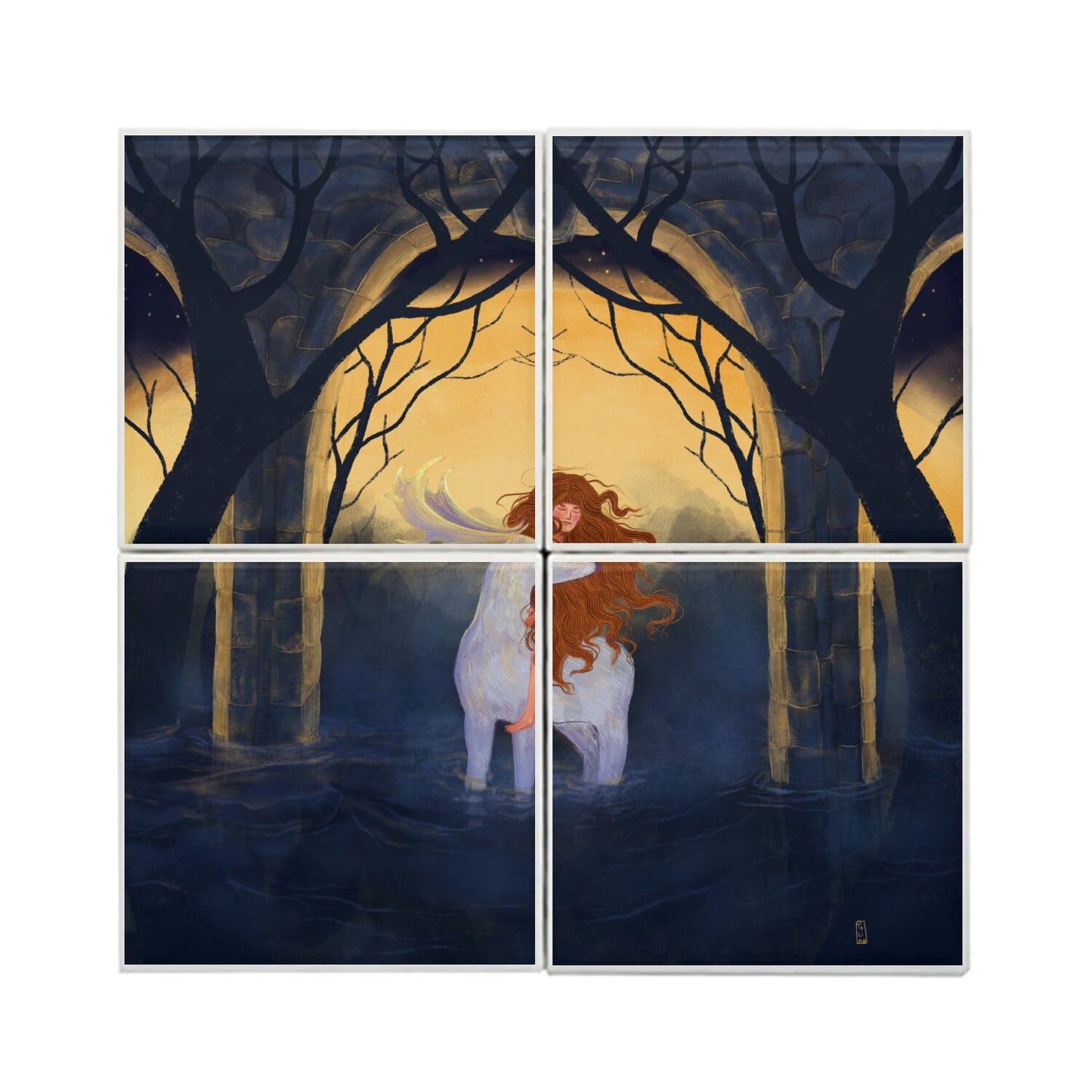 Ceramic Tiles - Dawn, Two Lovers, Night and Day