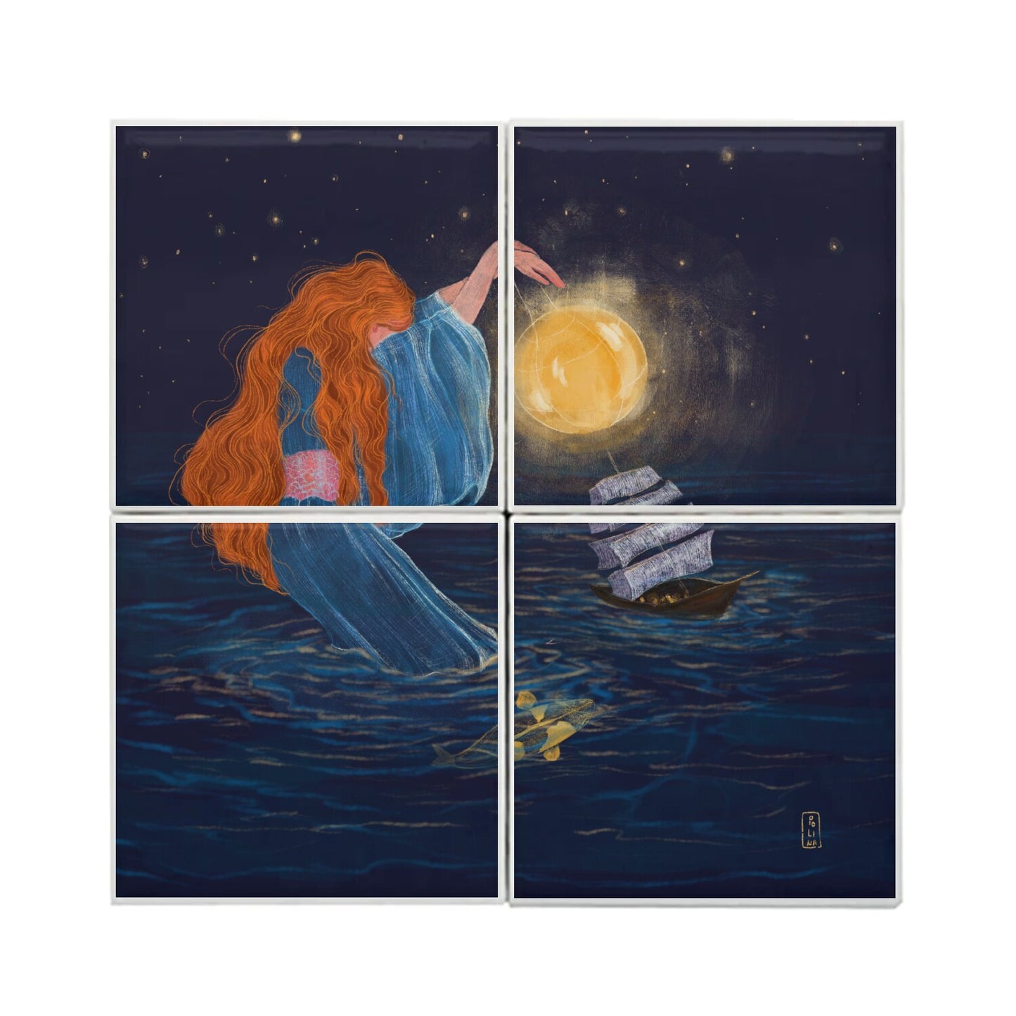 Ceramic Tiles - Dawn, Two Lovers, Night and Day