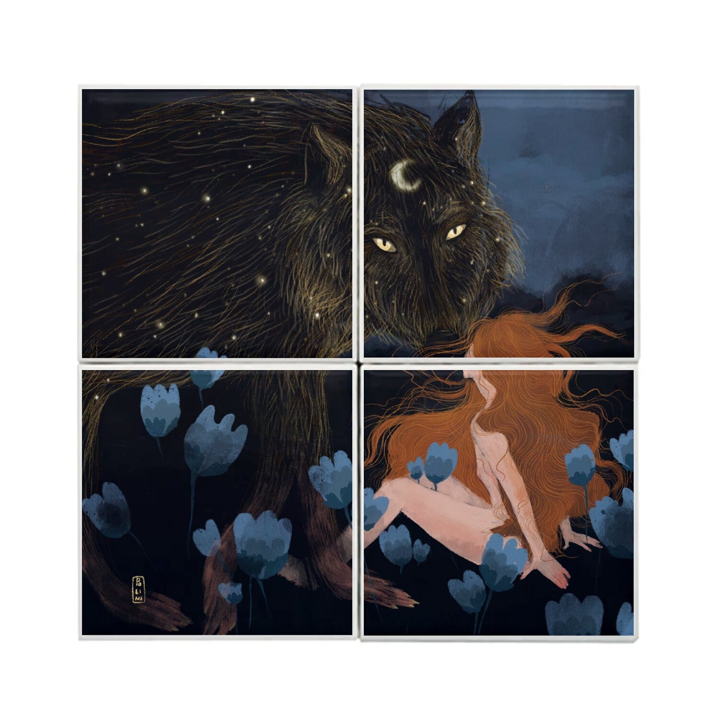 Ceramic Tiles - Dawn, Two Lovers, Night and Day