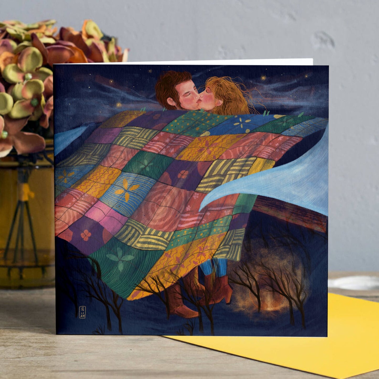 Postcard - Dawn, Two Lovers, Night and Day