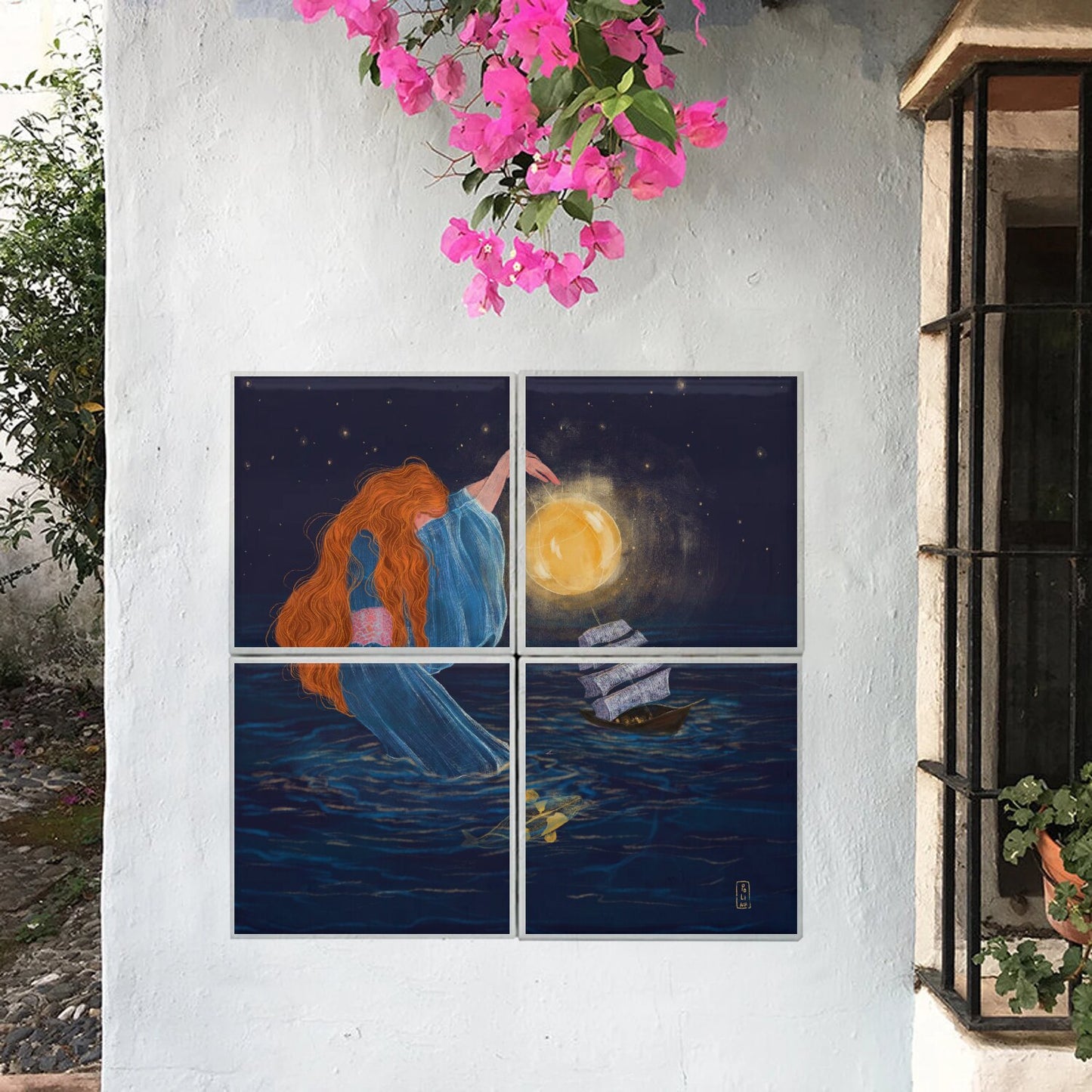 Ceramic Tiles - Dawn, Two Lovers, Night and Day