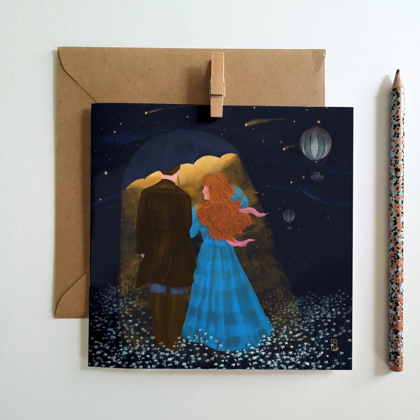 Postcard - Dawn, Two Lovers, Night and Day