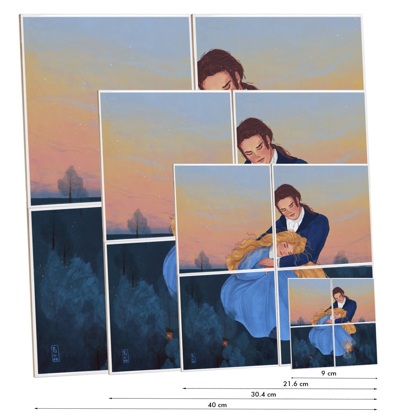 Ceramic Tiles - Dawn, Two Lovers, Night and Day