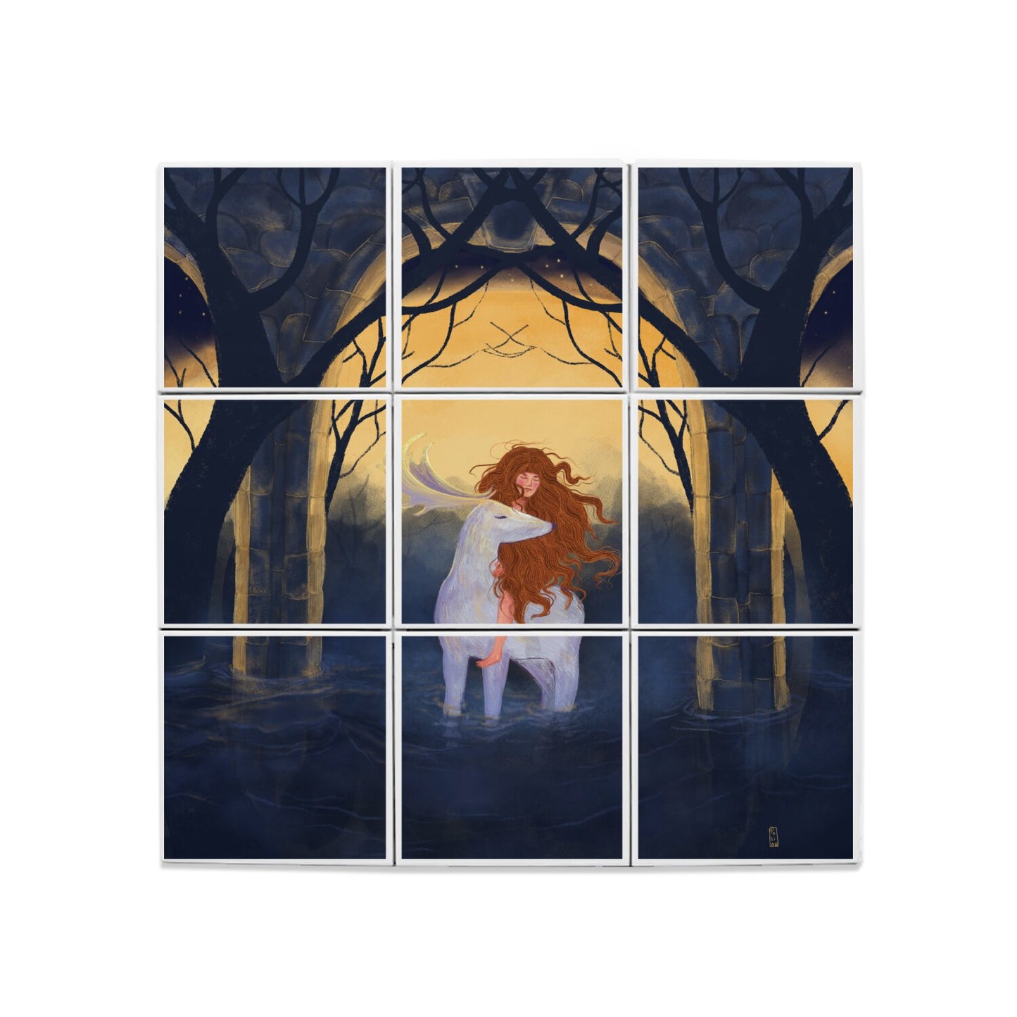 Ceramic Tiles - Dawn, Two Lovers, Night and Day