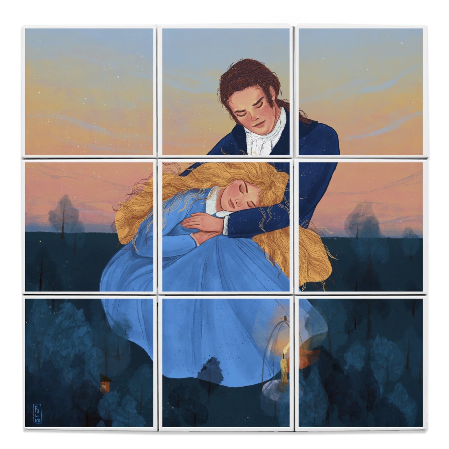 Ceramic Tiles - Dawn, Two Lovers, Night and Day
