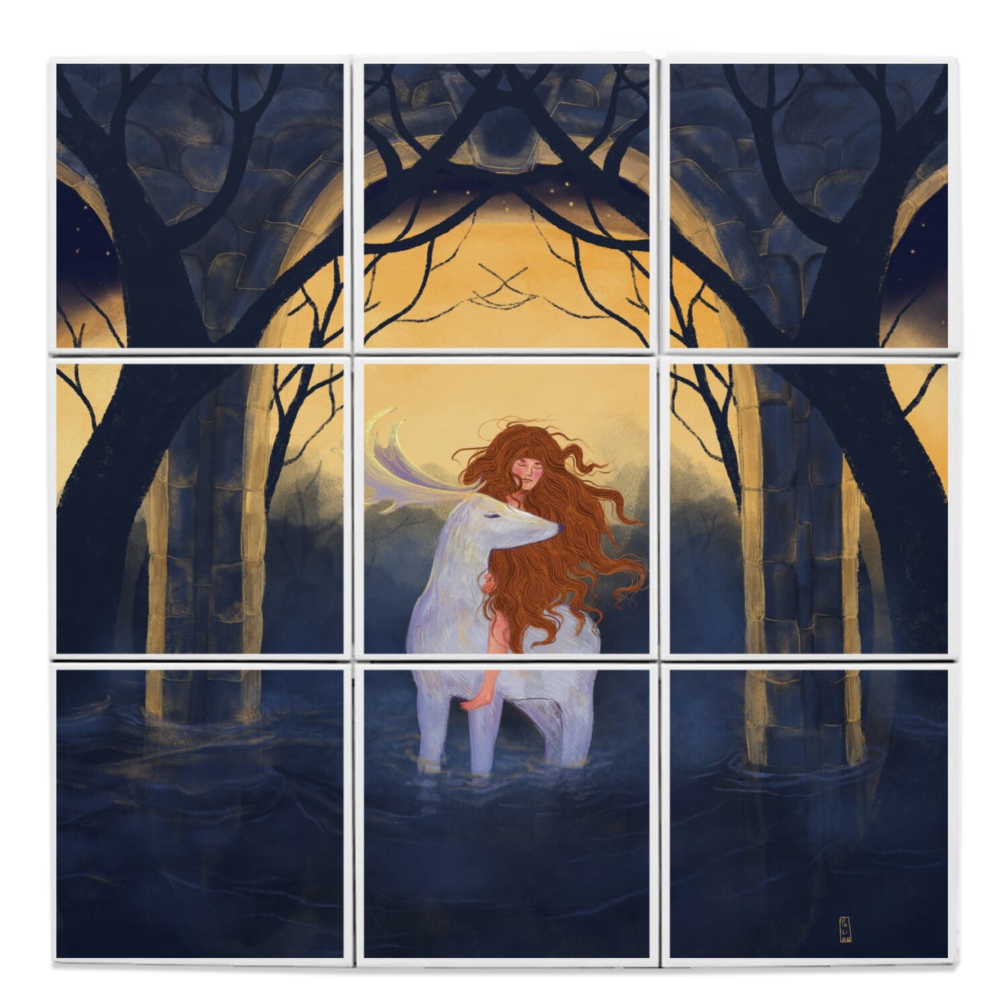 Ceramic Tiles - Dawn, Two Lovers, Night and Day