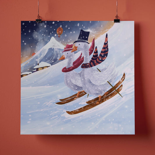 Fine Art Print - Skiing in the Mountains