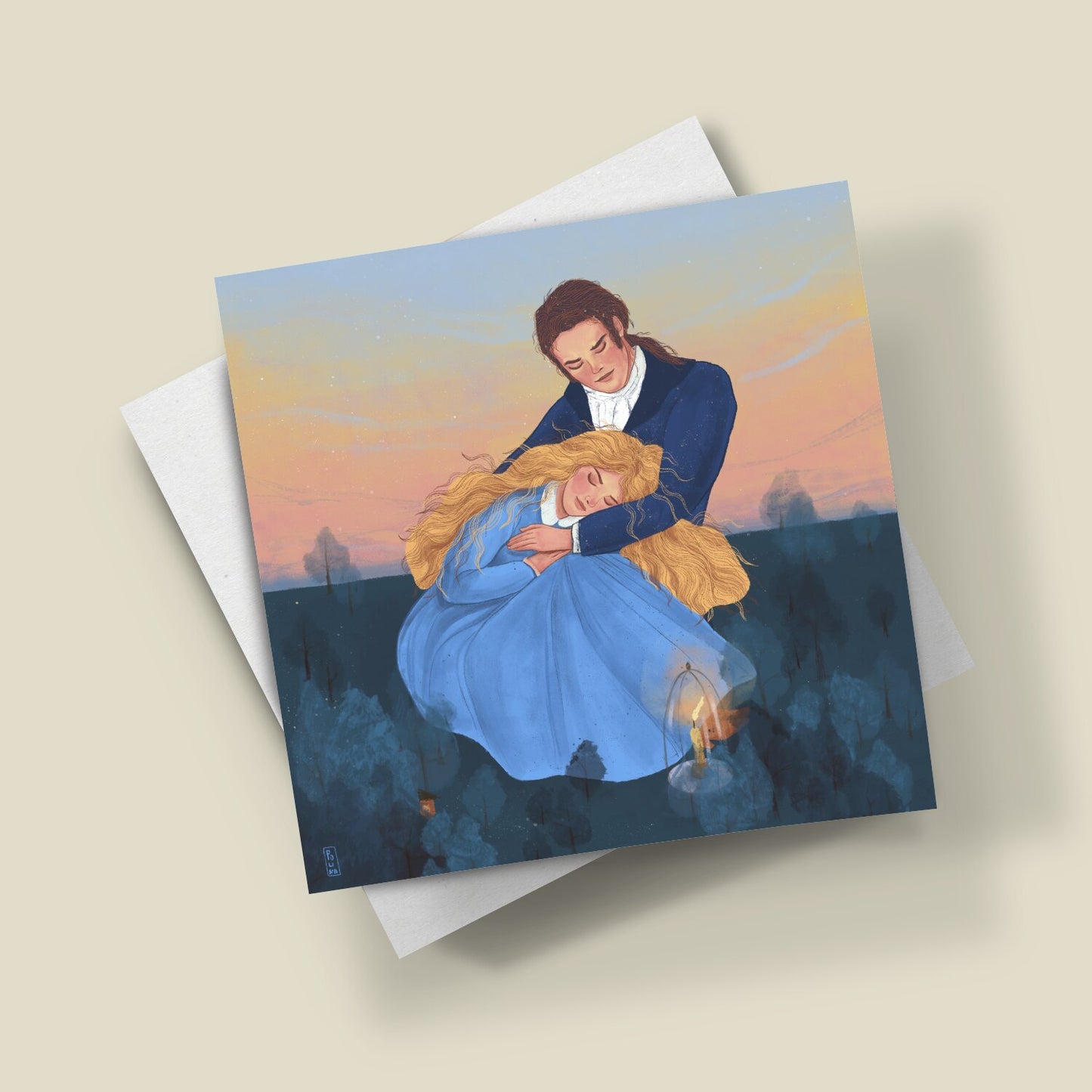 Postcard - Dawn, Two Lovers, Night and Day
