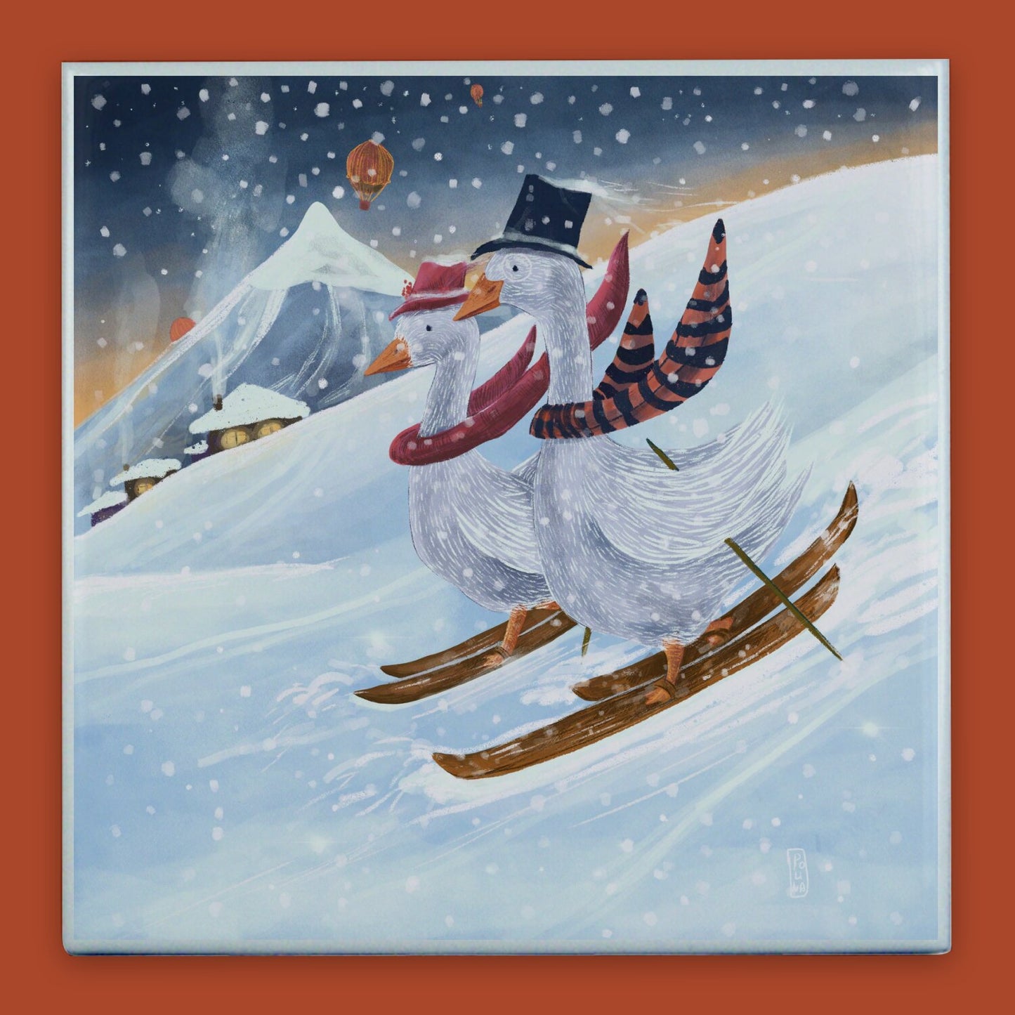 Ceramic Tiles - Skiing in the Mountains