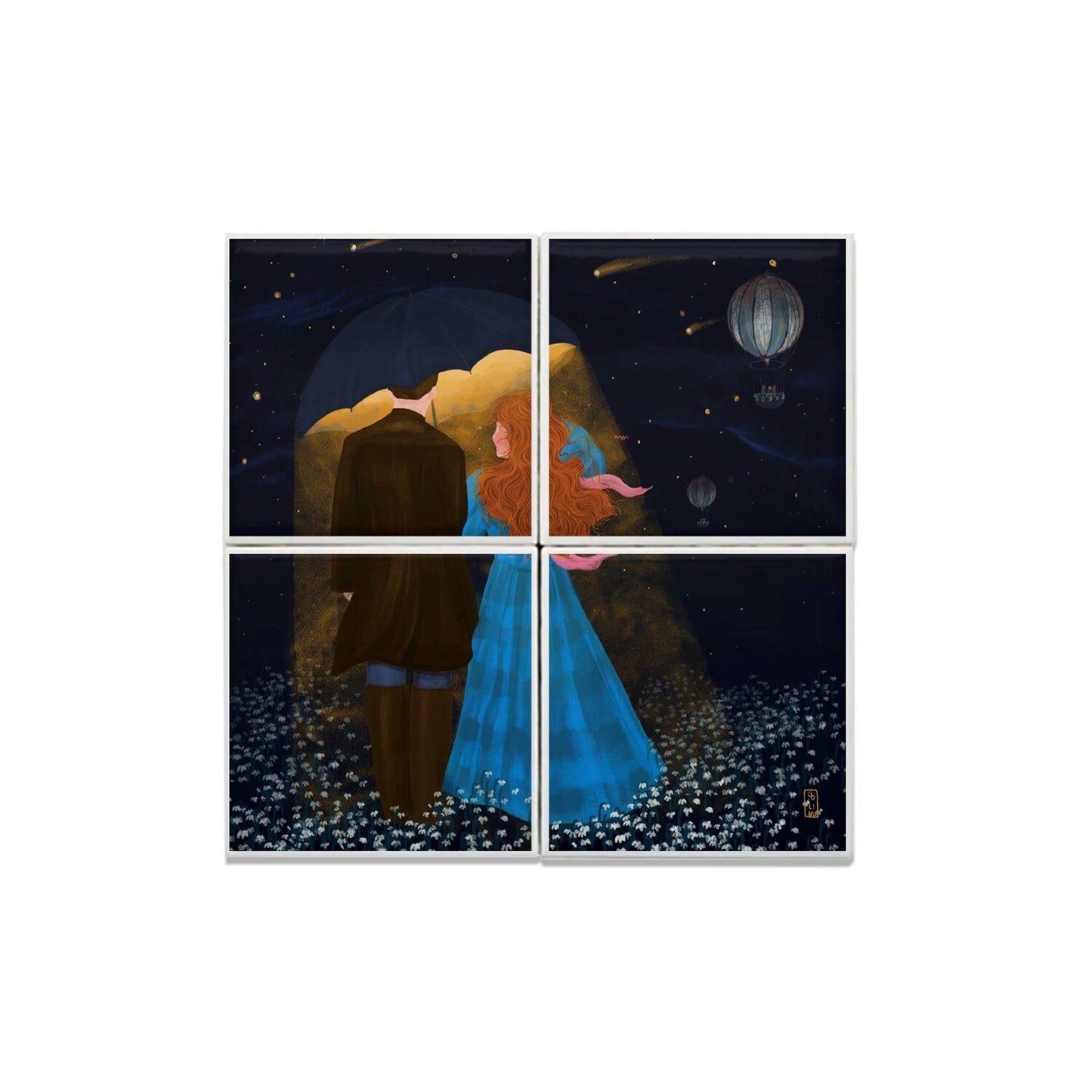 Ceramic Tiles - Dawn, Two Lovers, Night and Day