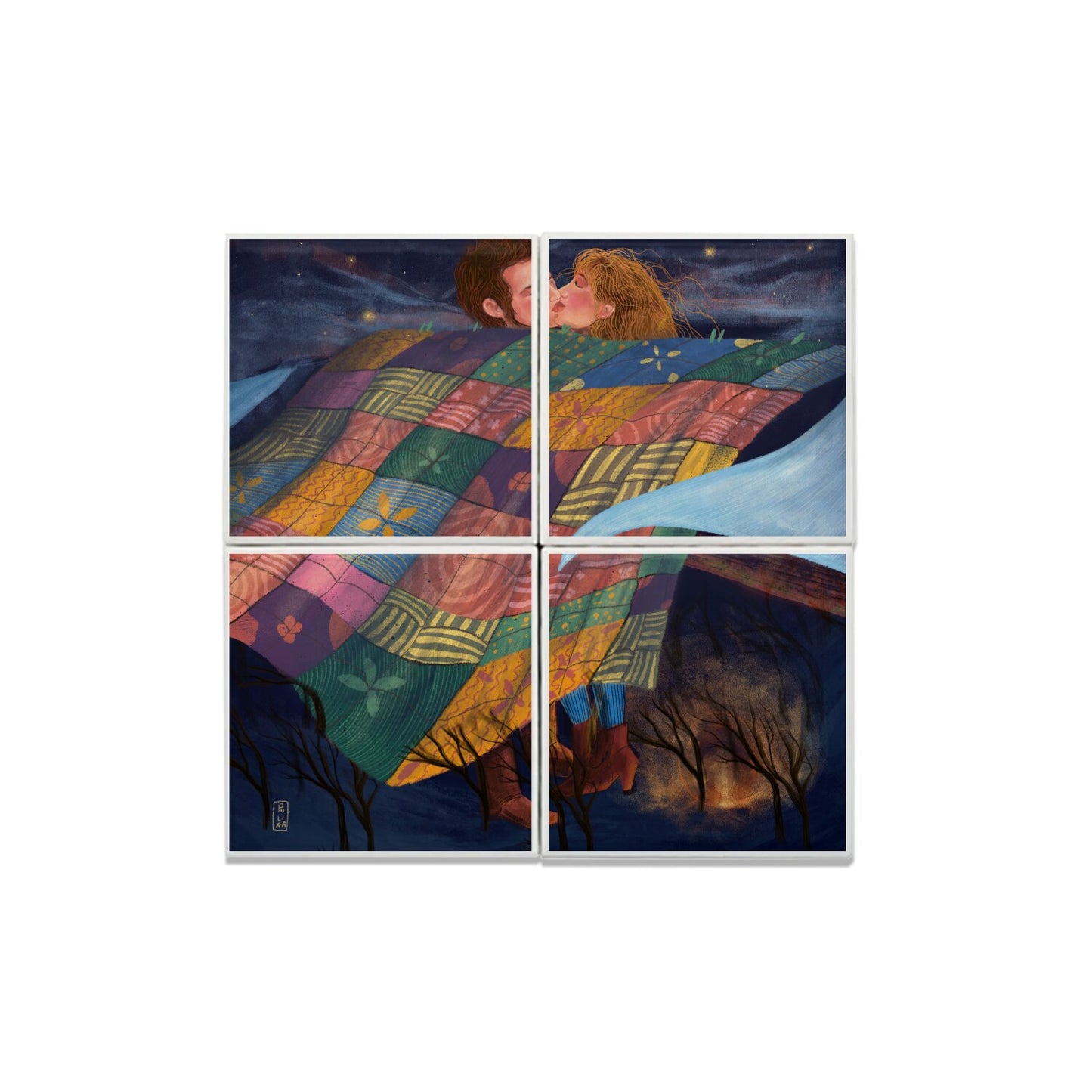 Ceramic Tiles - Dawn, Two Lovers, Night and Day