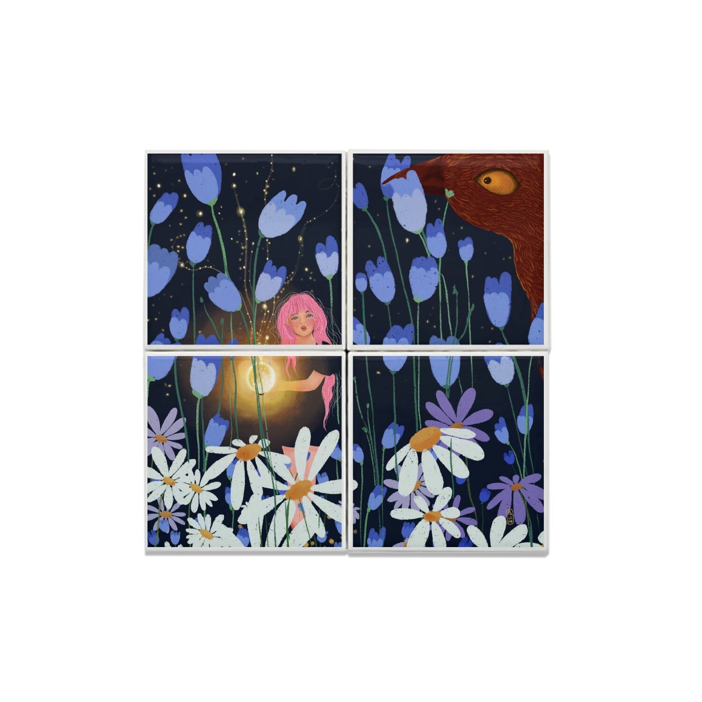 Ceramic Tiles - Dawn, Two Lovers, Night and Day