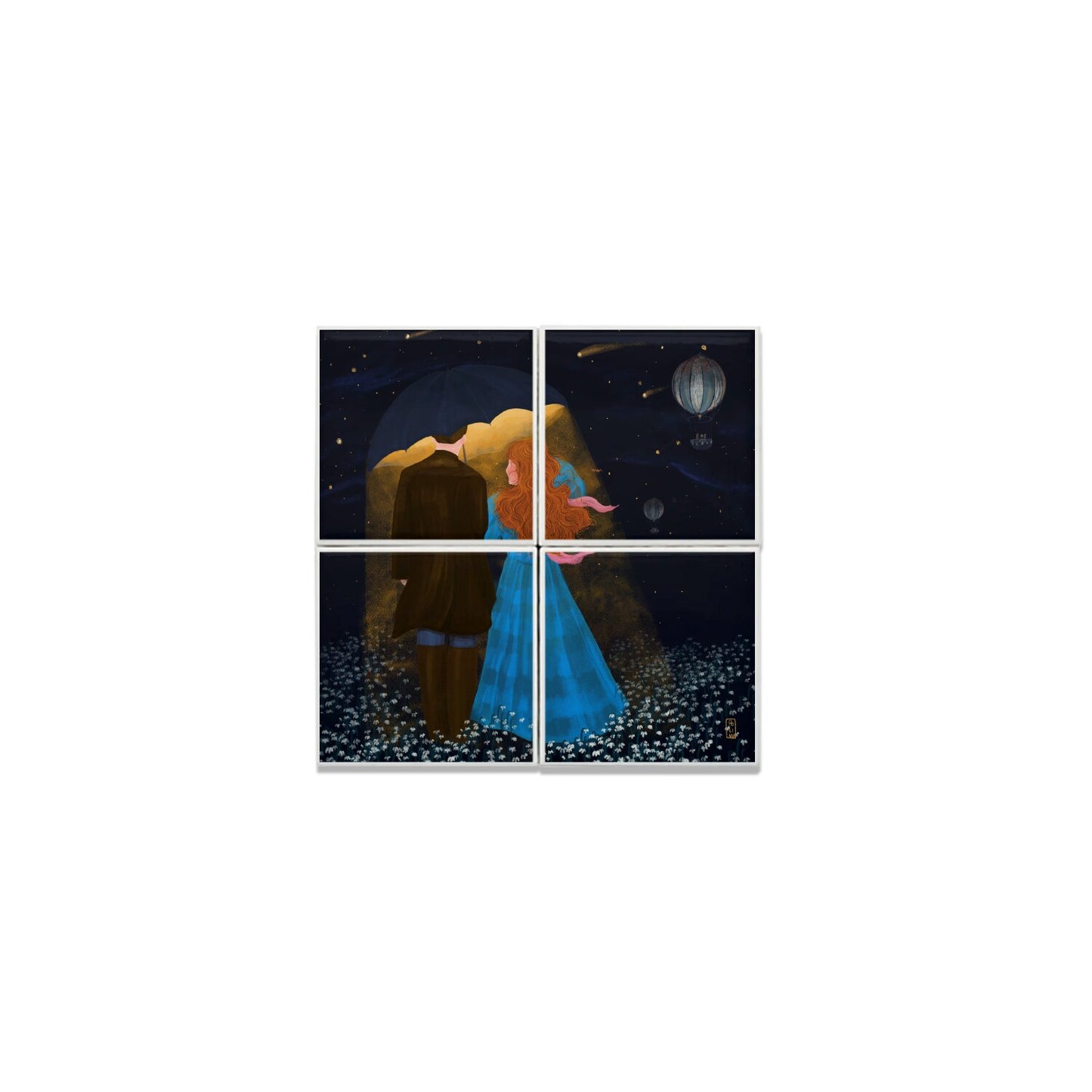 Ceramic Tiles - Dawn, Two Lovers, Night and Day