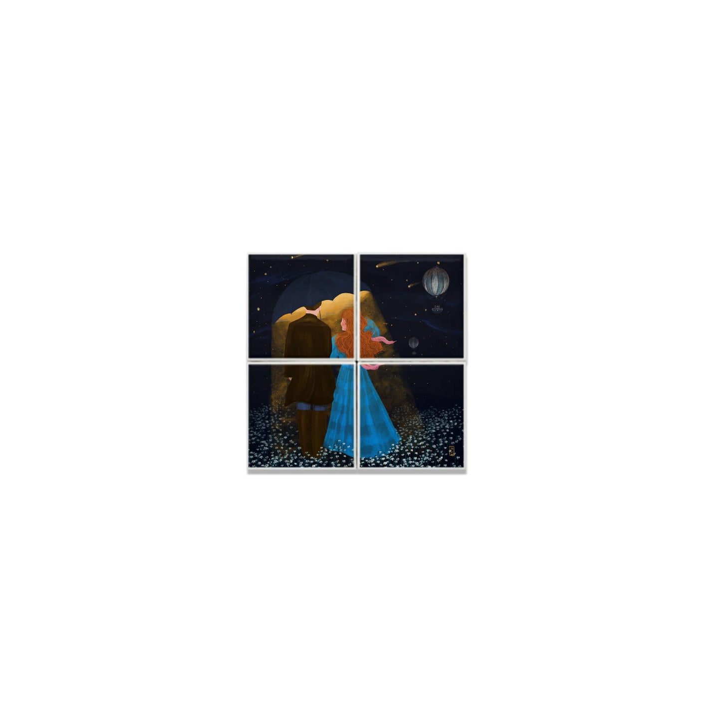 Ceramic Tiles - Dawn, Two Lovers, Night and Day