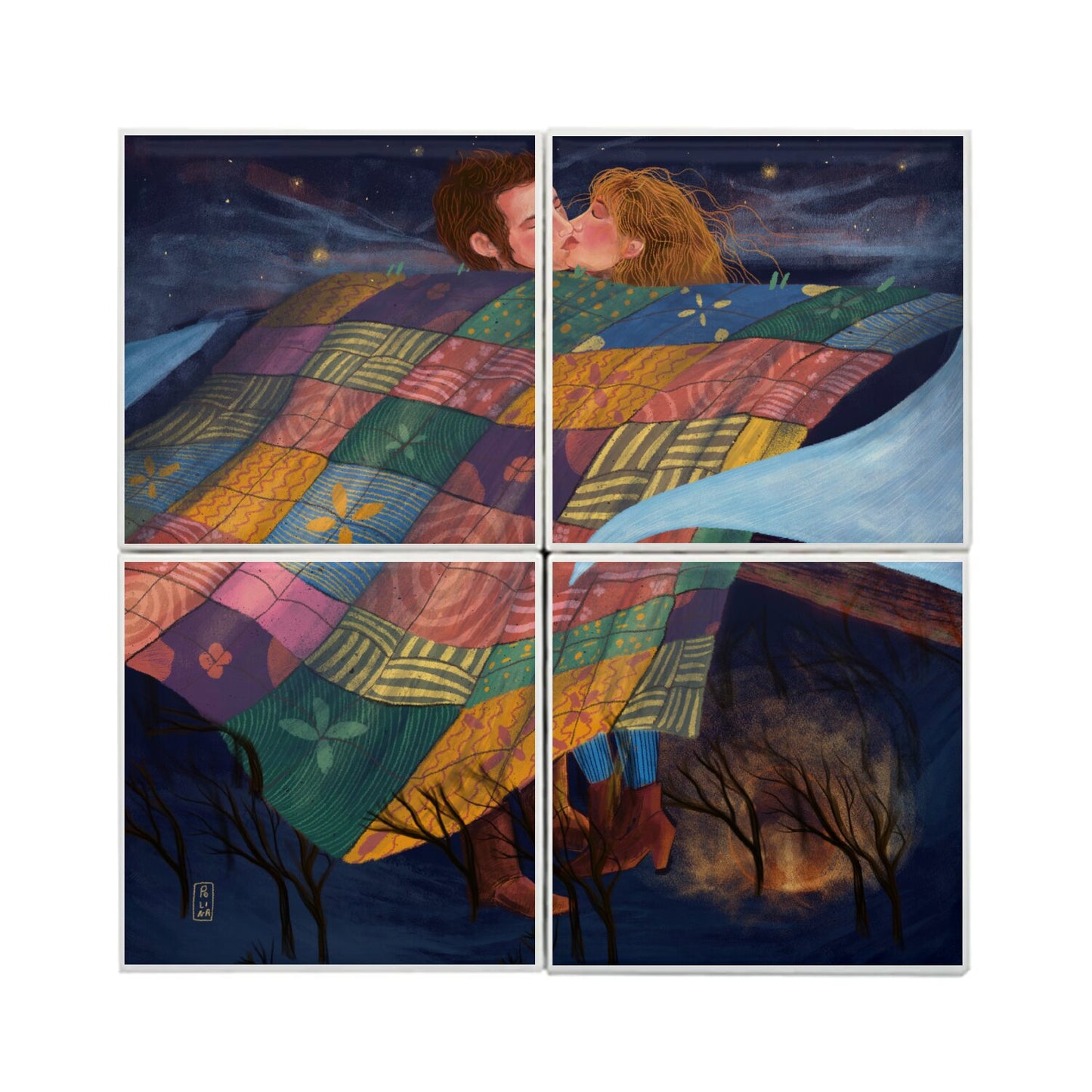 Ceramic Tiles - Dawn, Two Lovers, Night and Day