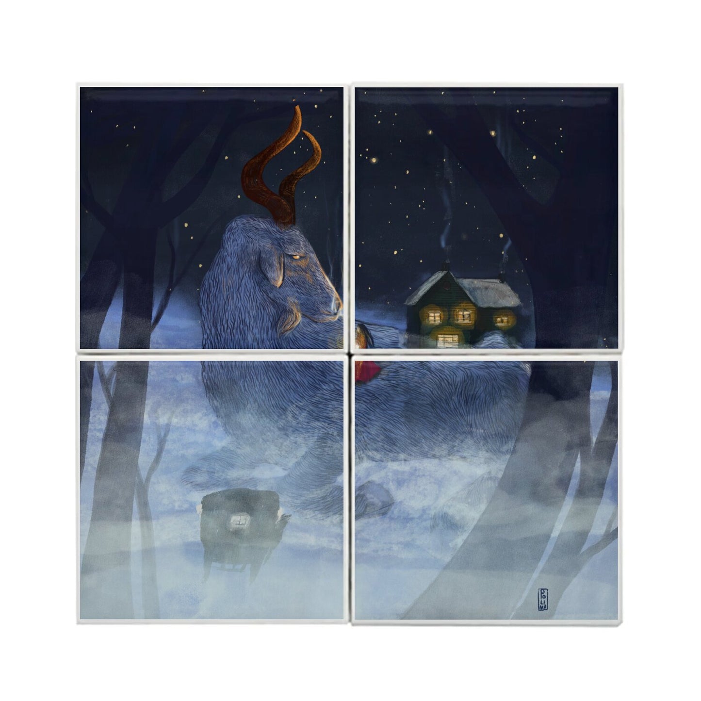 Ceramic Tiles - Dawn, Two Lovers, Night and Day