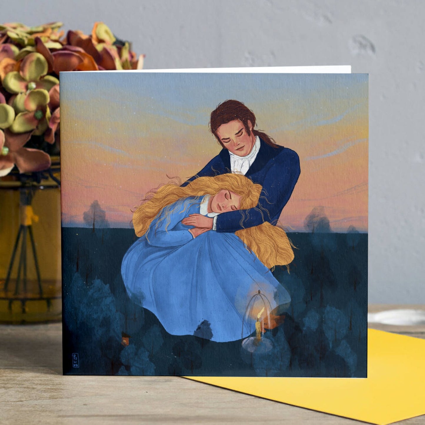 Postcard - Dawn, Two Lovers, Night and Day