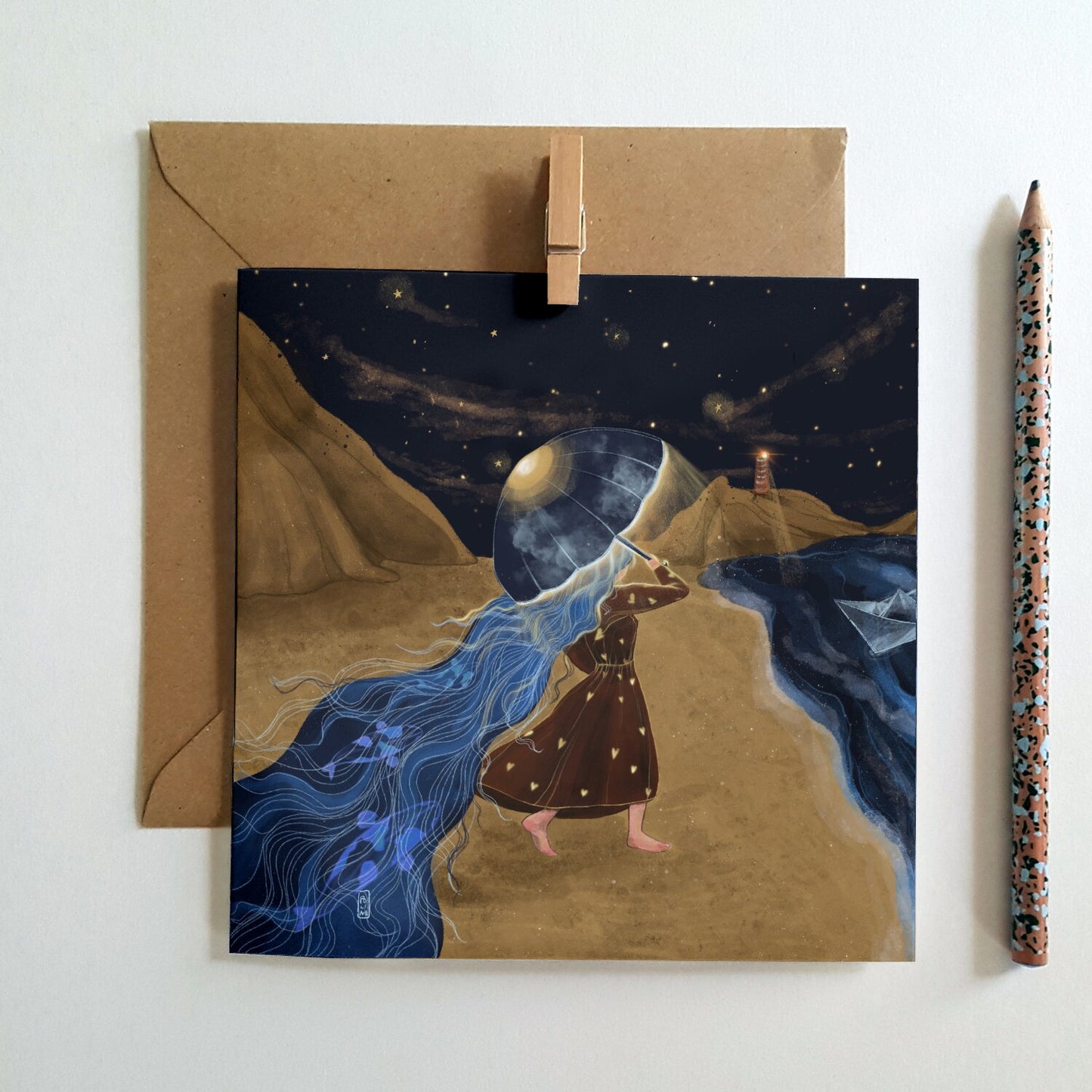 Postcard - Dawn, Two Lovers, Night and Day