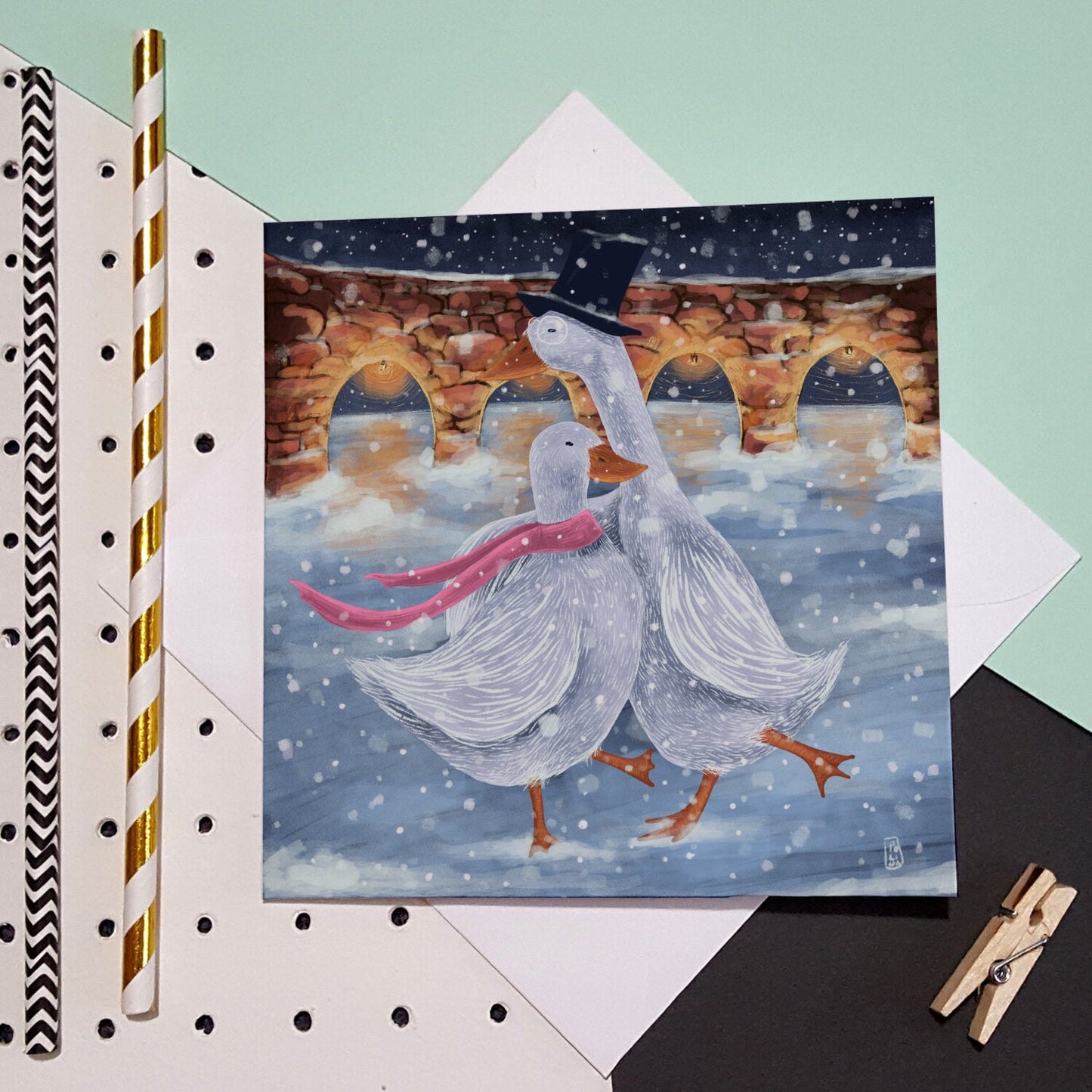 Postcard - The Romantics at the ice rink