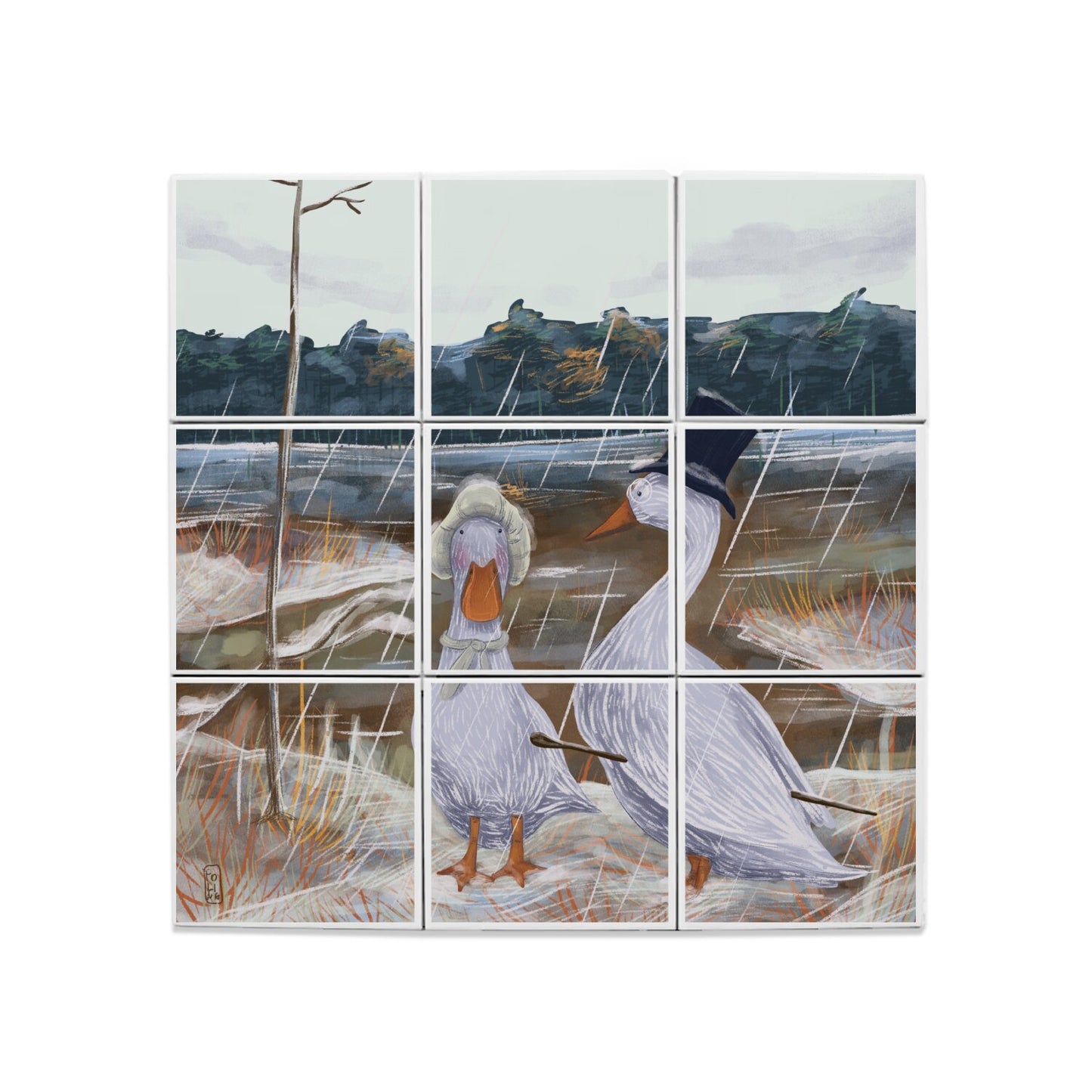 Ceramic Tiles - Dawn, Two Lovers, Night and Day