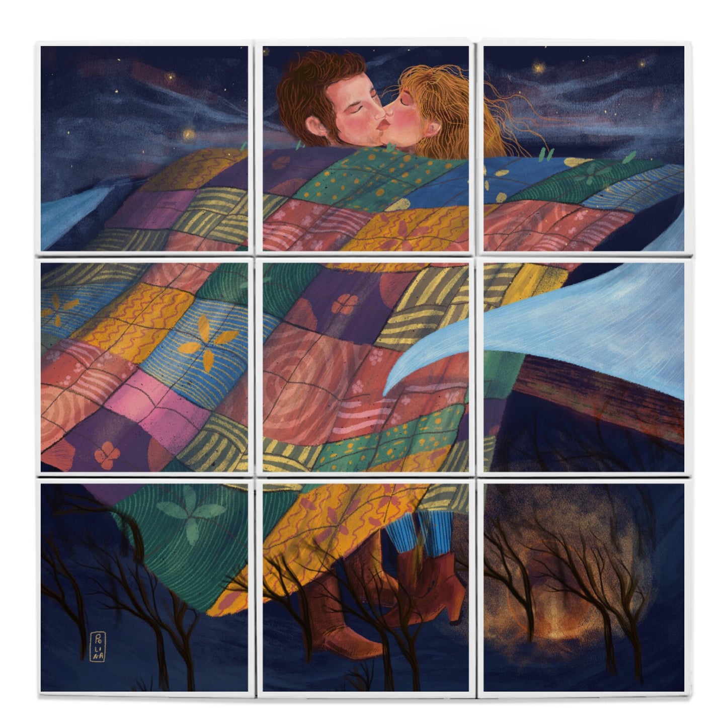Ceramic Tiles - Dawn, Two Lovers, Night and Day