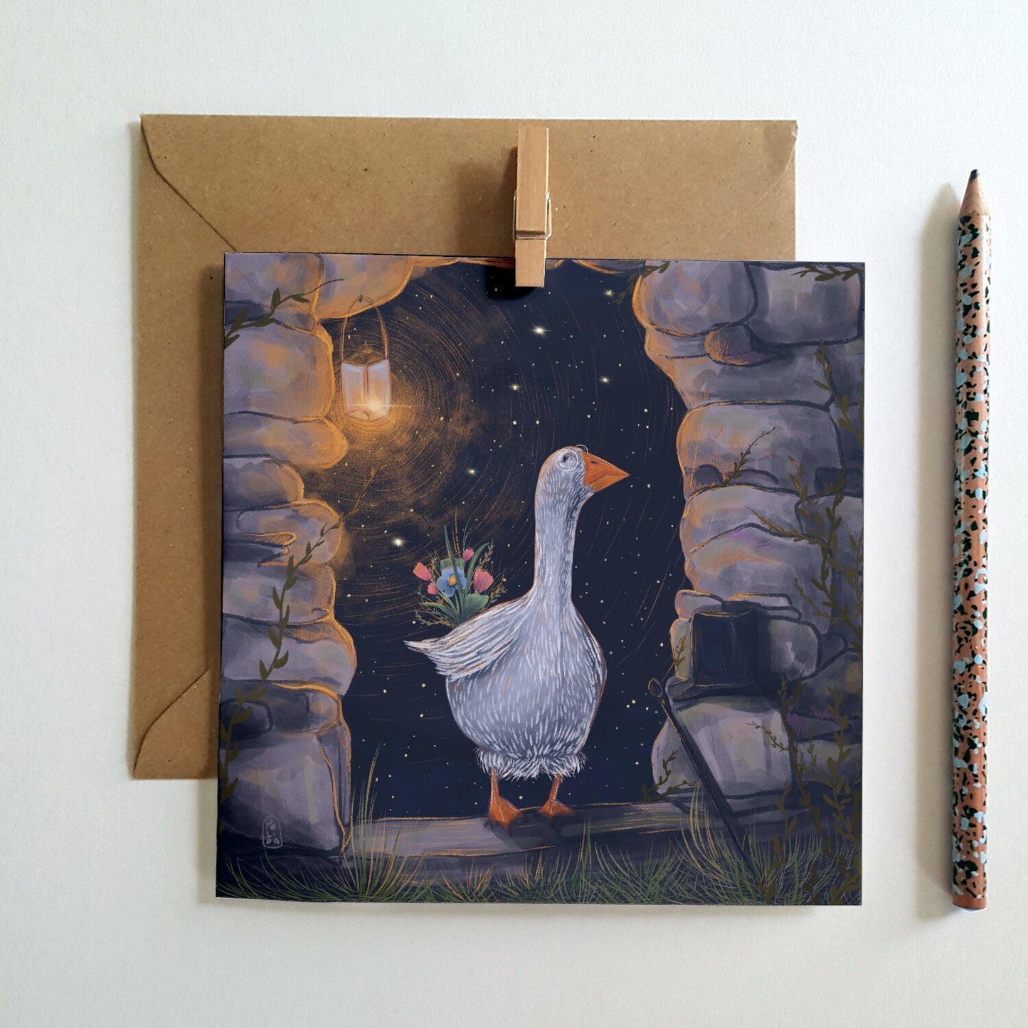 Postcard - The Romantic Goose